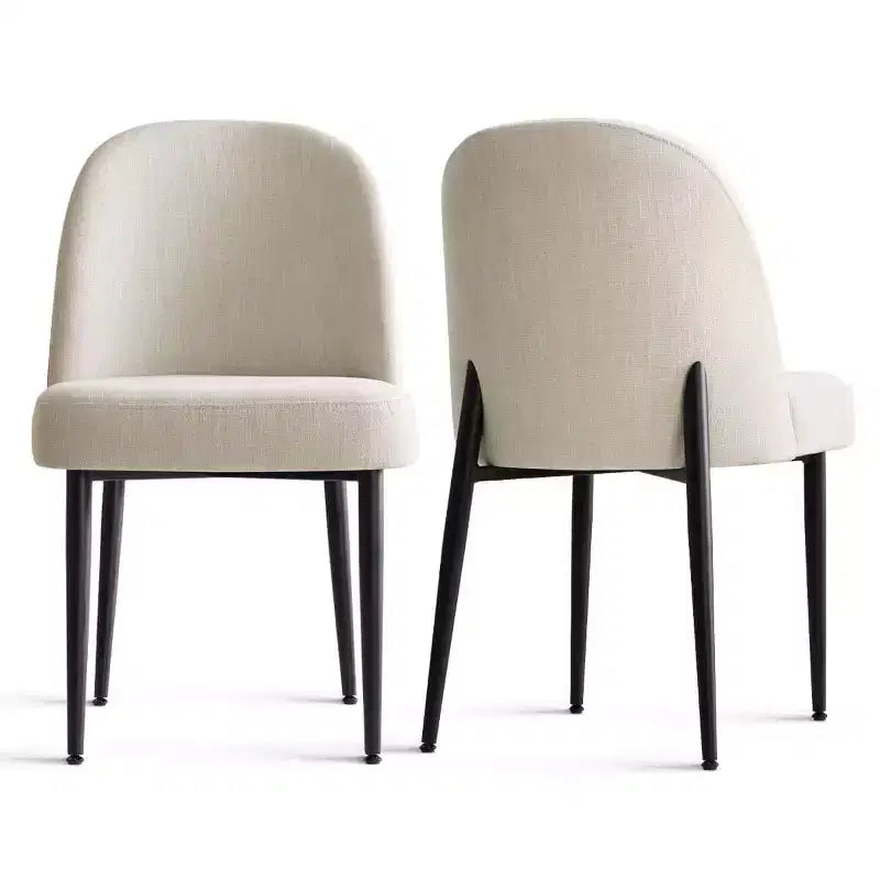 Set di 4 sedie da pranzo imbottite senza braccioli, sedie laterali in tessuto misto lino con gambe in metallo, sedie moderne per cucina e sala da pranzo - Panipeachy