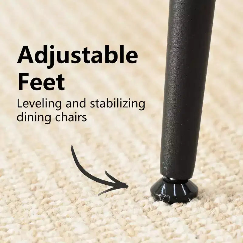 Set di 4 sedie da pranzo imbottite senza braccioli, sedie laterali in tessuto misto lino con gambe in metallo, sedie moderne per cucina e sala da pranzo - Panipeachy