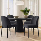 Set di 4 sedie da pranzo imbottite senza braccioli, sedie laterali in tessuto misto lino con gambe in metallo, sedie moderne per cucina e sala da pranzo - Panipeachy
