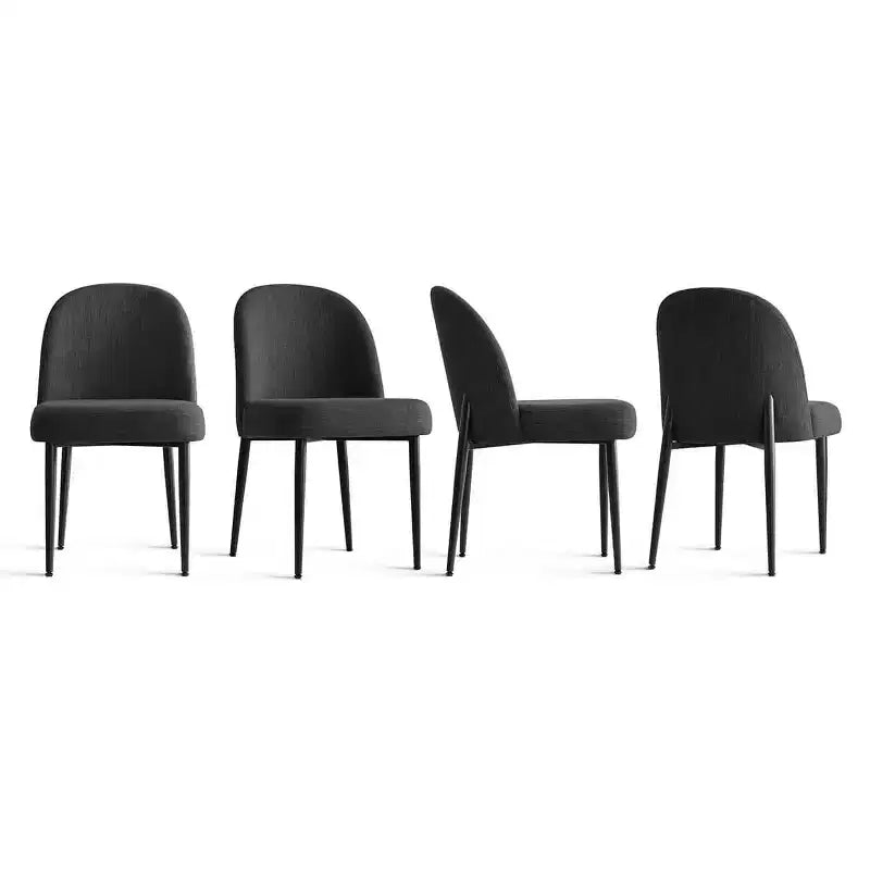Set di 4 sedie da pranzo imbottite senza braccioli, sedie laterali in tessuto misto lino con gambe in metallo, sedie moderne per cucina e sala da pranzo - Panipeachy