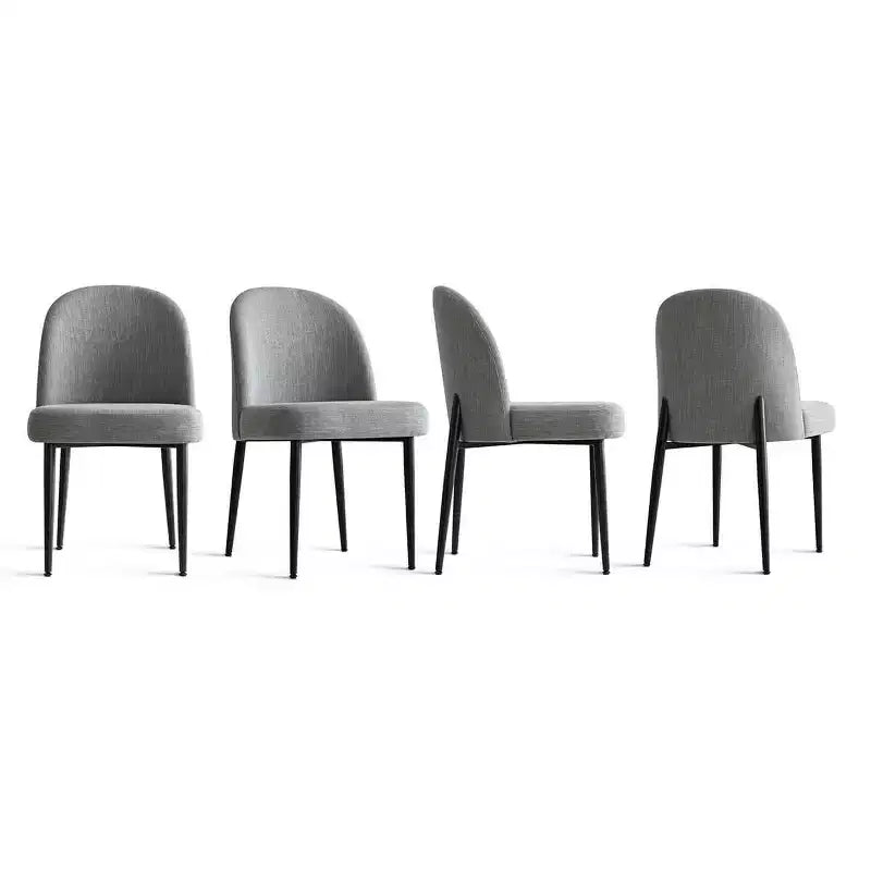 Set di 4 sedie da pranzo imbottite senza braccioli, sedie laterali in tessuto misto lino con gambe in metallo, sedie moderne per cucina e sala da pranzo - Panipeachy