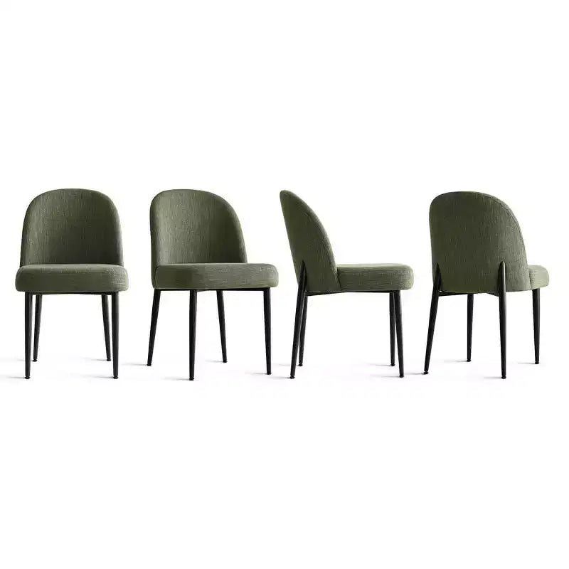 Set di 4 sedie da pranzo imbottite senza braccioli, sedie laterali in tessuto misto lino con gambe in metallo, sedie moderne per cucina e sala da pranzo - Panipeachy