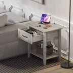 GustoWave Set di 2 comodini a 2 livelli, comodino con cassetto portaoggetti, comodini moderni per piccoli spazi, tavolino multifunzionale