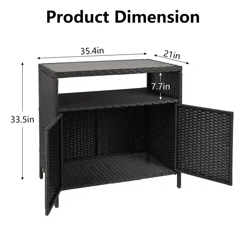 Mobiletto Contenitore in Resina Effetto Vimini, Organizer Versatile per Esterni/Interni con Ampio Piano d'Appoggio e Ripiano, Ideale per Patio, Giardino, Bordo Piscina o Cucina