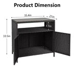 Mobiletto Contenitore in Resina Effetto Vimini, Organizer Versatile per Esterni/Interni con Ampio Piano d'Appoggio e Ripiano, Ideale per Patio, Giardino, Bordo Piscina o Cucina