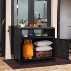 Mobiletto Contenitore in Resina Effetto Vimini, Organizer Versatile per Esterni/Interni con Ampio Piano d'Appoggio e Ripiano, Ideale per Patio, Giardino, Bordo Piscina o Cucina