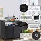 Mobiletto Contenitore in Resina Effetto Vimini, Organizer Versatile per Esterni/Interni con Ampio Piano d'Appoggio e Ripiano, Ideale per Patio, Giardino, Bordo Piscina o Cucina