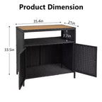 Mobiletto Contenitore in Resina Effetto Vimini, Organizer Versatile per Esterni/Interni con Ampio Piano d'Appoggio e Ripiano, Ideale per Patio, Giardino, Bordo Piscina o Cucina