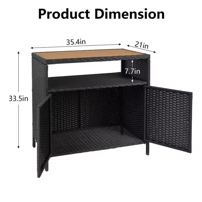 Mobiletto Contenitore in Resina Effetto Vimini, Organizer Versatile per Esterni/Interni con Ampio Piano d'Appoggio e Ripiano, Ideale per Patio, Giardino, Bordo Piscina o Cucina