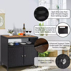 Mobiletto Contenitore in Resina Effetto Vimini, Organizer Versatile per Esterni/Interni con Ampio Piano d'Appoggio e Ripiano, Ideale per Patio, Giardino, Bordo Piscina o Cucina