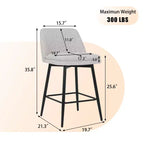 Homy Casa Set di 2 Sgabelli da Bar Girevoli con Altezza Bancone e Seduta Imbottita, Altezza Seduta 65 cm