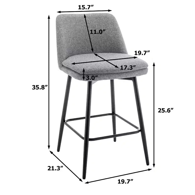 Homy Casa Set di 2 Sgabelli da Bar Girevoli con Altezza Bancone e Seduta Imbottita, Altezza Seduta 65 cm
