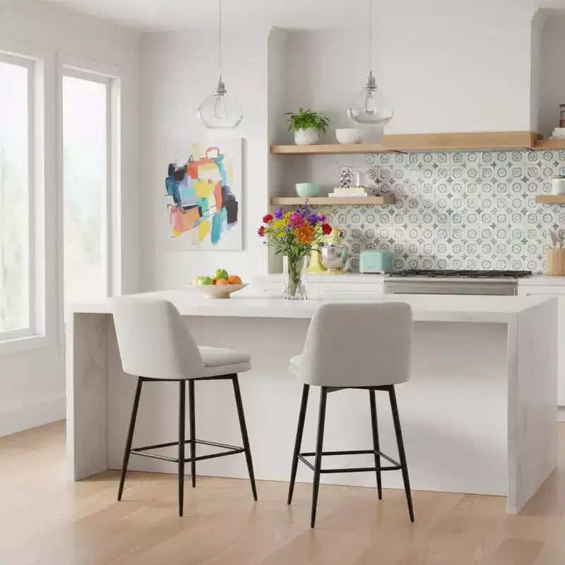 Homy Casa Set di 2 Sgabelli da Bar Girevoli con Altezza Bancone e Seduta Imbottita, Altezza Seduta 65 cm