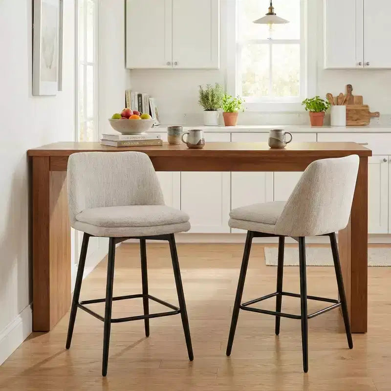 Homy Casa Set di 2 Sgabelli da Bar Girevoli con Altezza Bancone e Seduta Imbottita, Altezza Seduta 65 cm