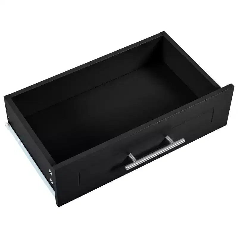 Pexfix Isola da Cucina con Mobiletto Porta Pattumiera e Presa di Corrente e Scaffale Portaoggetti e 3 Cassetti e 3 Ripiani Laterali Aperti per Bidone della Spazzatura da 38 Litri Nero
