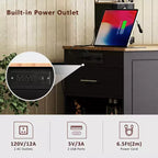 Pexfix Isola da Cucina con Mobiletto Porta Pattumiera e Presa di Corrente e Scaffale Portaoggetti e 3 Cassetti e 3 Ripiani Laterali Aperti per Bidone della Spazzatura da 38 Litri Nero