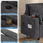 Divano letto estraibile 3-in-1, Divano letto a 2 posti, Divano letto estraibile full-size con portabicchieri, per soggiorno, camera da letto, appartamento