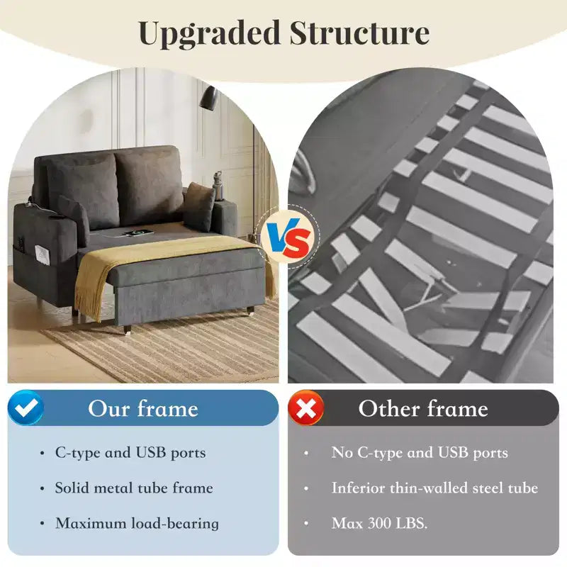 Divano letto estraibile 3-in-1, Divano letto a 2 posti, Divano letto estraibile full-size con portabicchieri, per soggiorno, camera da letto, appartamento