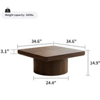 Tavolino quadrato scanalato Okak Vintage con motivo a parquet, tavolino centrale in impiallacciatura di legno massello per soggiorno, camera da letto