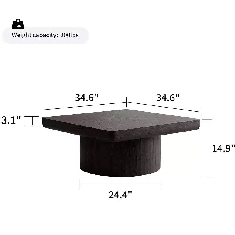 Tavolino quadrato scanalato Okak Vintage con motivo a parquet, tavolino centrale in impiallacciatura di legno massello per soggiorno, camera da letto