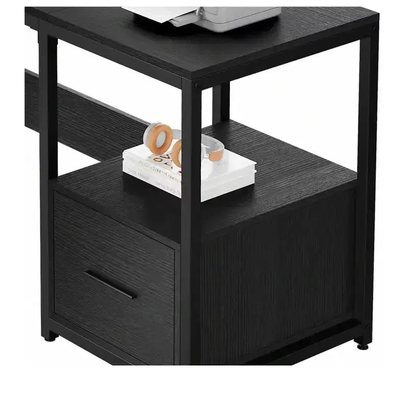 Scrivania a L da 65 pollici con piano sollevabile, scrivania angolare per computer, scrivania da ufficio con cassetto portadocumenti per l'ufficio di casa