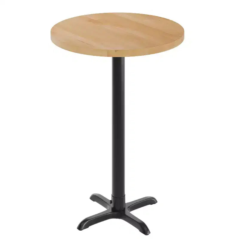 Flash Furniture Bennett Piano Tavolo Commerciale Rotondo in Legno Massello per Interni con Base a X in Ghisa Resistente alla Ruggine Altezza Bar 22 x 22