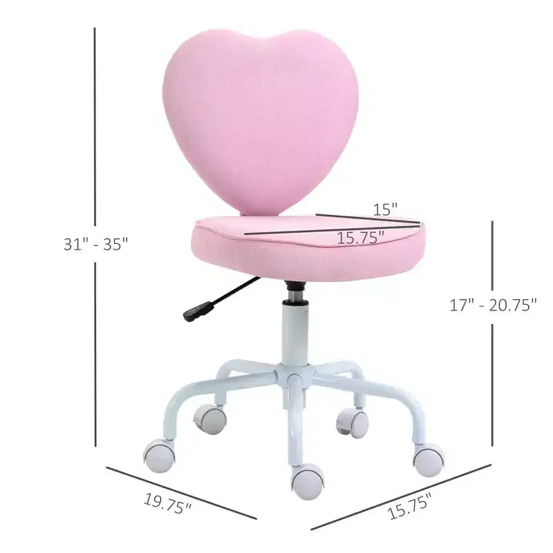 Sedia da Ufficio con Schienale a Cuore e Altezza Regolabile