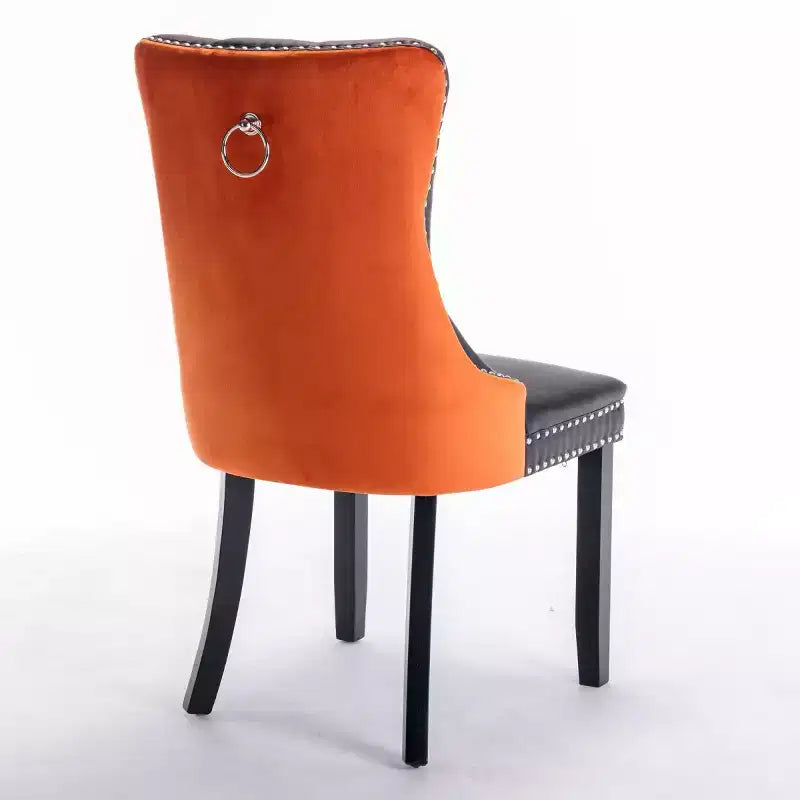Set di 2 sedie da pranzo moderne con schienale ad ala, rivestimento in PU, dettaglio schienale in velluto, senza braccioli per cucina o sala da pranzo - Panipeachy