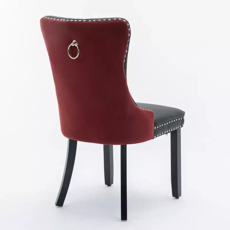 Set di 2 sedie da pranzo moderne con schienale ad ala, rivestimento in PU, dettaglio schienale in velluto, senza braccioli per cucina o sala da pranzo - Panipeachy