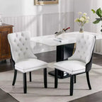Set di 2 sedie da pranzo moderne con schienale ad ala, rivestimento in PU, dettaglio schienale in velluto, senza braccioli per cucina o sala da pranzo - Panipeachy