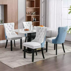 Set di 2 sedie da pranzo moderne con schienale ad ala, rivestimento in PU, dettaglio schienale in velluto, senza braccioli per cucina o sala da pranzo - Panipeachy