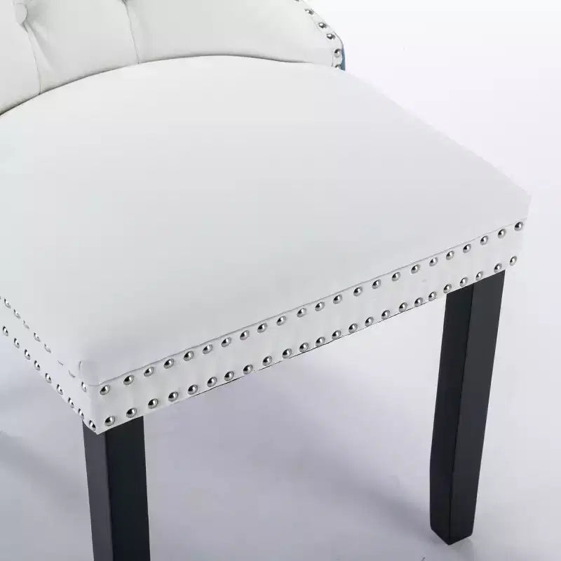 Set di 2 sedie da pranzo moderne con schienale ad ala, rivestimento in PU, dettaglio schienale in velluto, senza braccioli per cucina o sala da pranzo - Panipeachy
