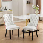 Set di 2 sedie da pranzo moderne con schienale ad ala, rivestimento in PU, dettaglio schienale in velluto, senza braccioli per cucina o sala da pranzo - Panipeachy