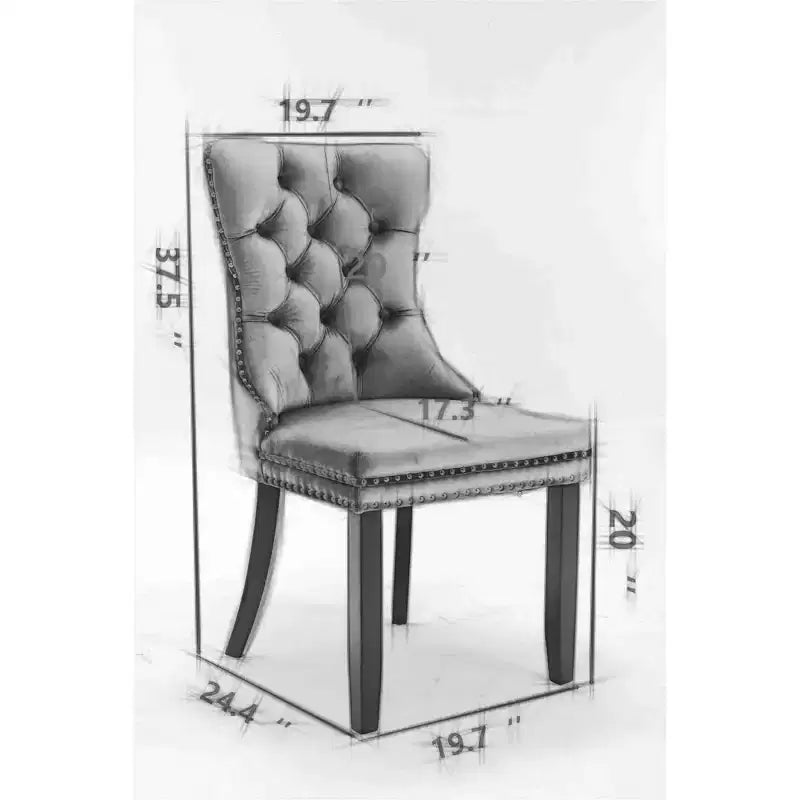 Set di 2 sedie da pranzo moderne con schienale ad ala, rivestimento in PU, dettaglio schienale in velluto, senza braccioli per cucina o sala da pranzo - Panipeachy