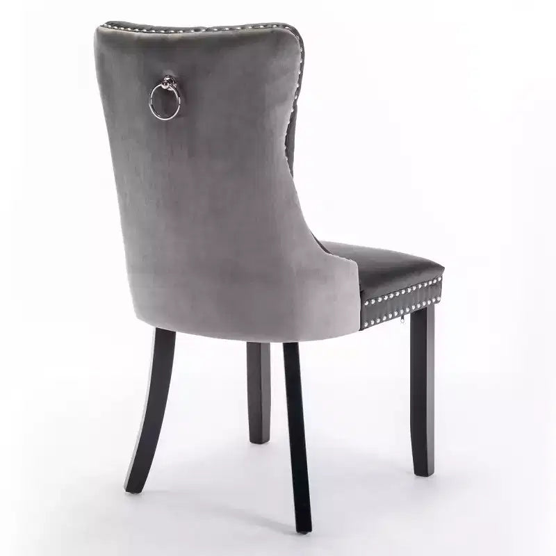 Set di 2 sedie da pranzo moderne con schienale ad ala, rivestimento in PU, dettaglio schienale in velluto, senza braccioli per cucina o sala da pranzo - Panipeachy