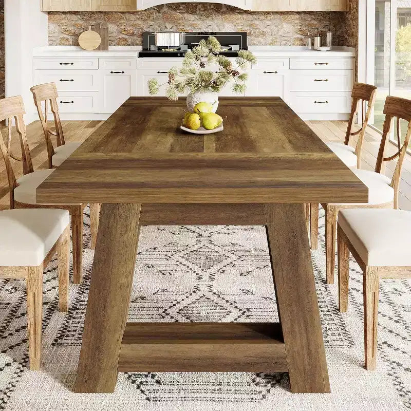 Tavolo da pranzo Lantine 70.5'' per 6-8 persone, tavolo da cucina in legno stile rustico, tavolo da pranzo rettangolare per casa, sala da pranzo