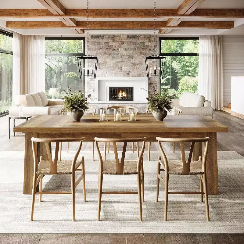 Tavolo da pranzo Lantine 70.5'' per 6-8 persone, tavolo da cucina in legno stile rustico, tavolo da pranzo rettangolare per casa, sala da pranzo