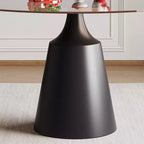 GDFStudio Yara Tavolo da Pranzo Rotondo Moderno di Metà Secolo con Piano in Vetro Temperato