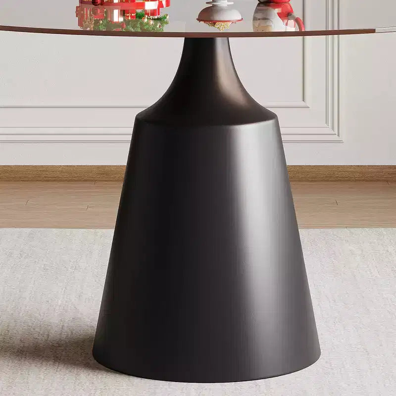 GDFStudio Yara Tavolo da Pranzo Rotondo Moderno di Metà Secolo con Piano in Vetro Temperato