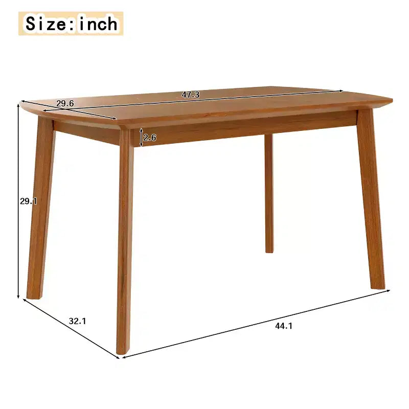 Tavolo da pranzo Modern Mid-Century da 47 pollici, gambe in legno massello di gomma, piano curvo ovale per 4 persone, tavolo da cucina/sala da pranzo, marrone - ModernLuxe
