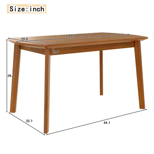 Tavolo da pranzo Modern Mid-Century da 47 pollici, gambe in legno massello di gomma, piano curvo ovale per 4 persone, tavolo da cucina/sala da pranzo, marrone - ModernLuxe