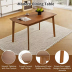 Tavolo da pranzo Modern Mid-Century da 47 pollici, gambe in legno massello di gomma, piano curvo ovale per 4 persone, tavolo da cucina/sala da pranzo, marrone - ModernLuxe