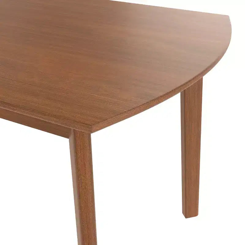 Tavolo da pranzo Modern Mid-Century da 47 pollici, gambe in legno massello di gomma, piano curvo ovale per 4 persone, tavolo da cucina/sala da pranzo, marrone - ModernLuxe