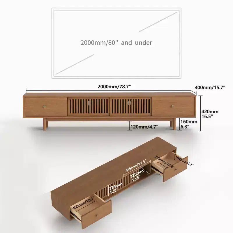 Mobile porta TV Gaoyangjiaju da 200 cm per TV fino a 80 pollici con cassetti e ante a persiana, consolle multimediale da soggiorno