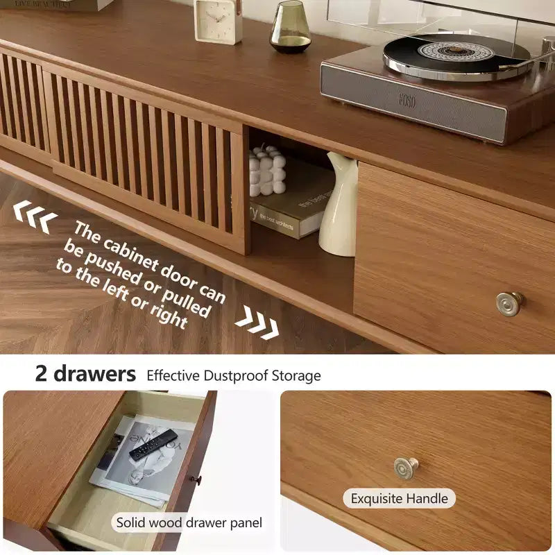 Mobile porta TV Gaoyangjiaju da 200 cm per TV fino a 80 pollici con cassetti e ante a persiana, consolle multimediale da soggiorno
