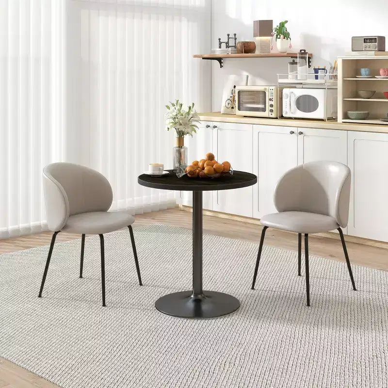 Tavolo da Pranzo Rotondo per 2-4 Persone, Piccolo Tavolo da Cucina con Piano Effetto Legno