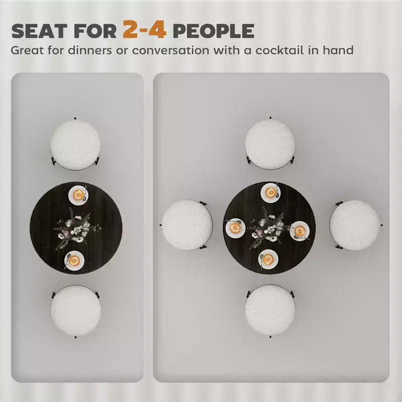 Tavolo da Pranzo Rotondo per 2-4 Persone, Piccolo Tavolo da Cucina con Piano Effetto Legno