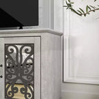 GALANO Porta TV tradizionale con ante a specchio e ripiani regolabili 68,2 L x 17,2 P x 29,3 H