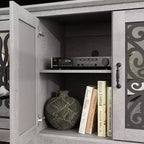 GALANO Porta TV tradizionale con ante a specchio e ripiani regolabili 68,2 L x 17,2 P x 29,3 H