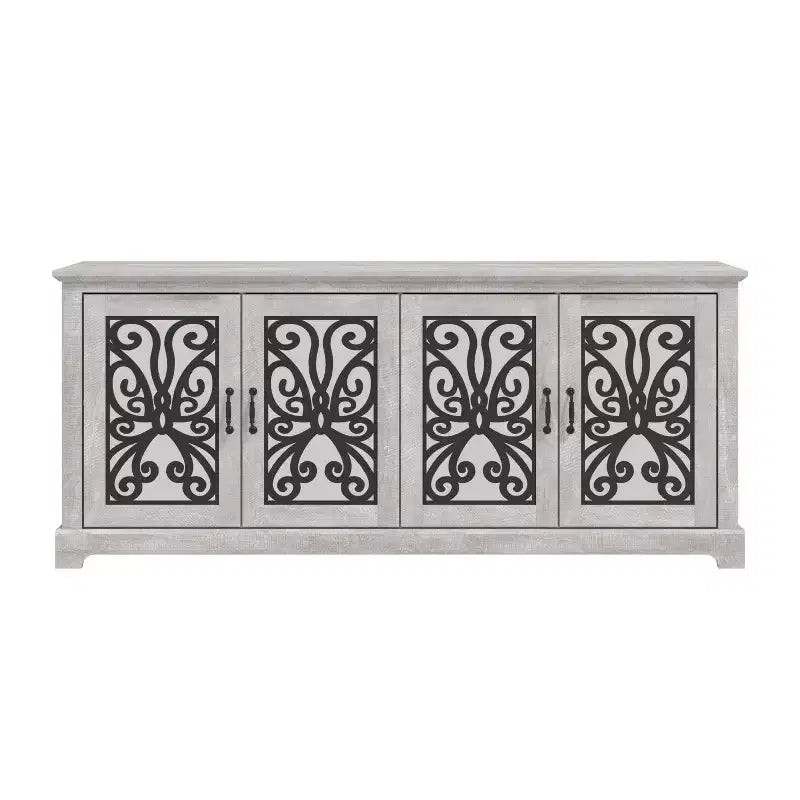GALANO Porta TV tradizionale con ante a specchio e ripiani regolabili 68,2 L x 17,2 P x 29,3 H